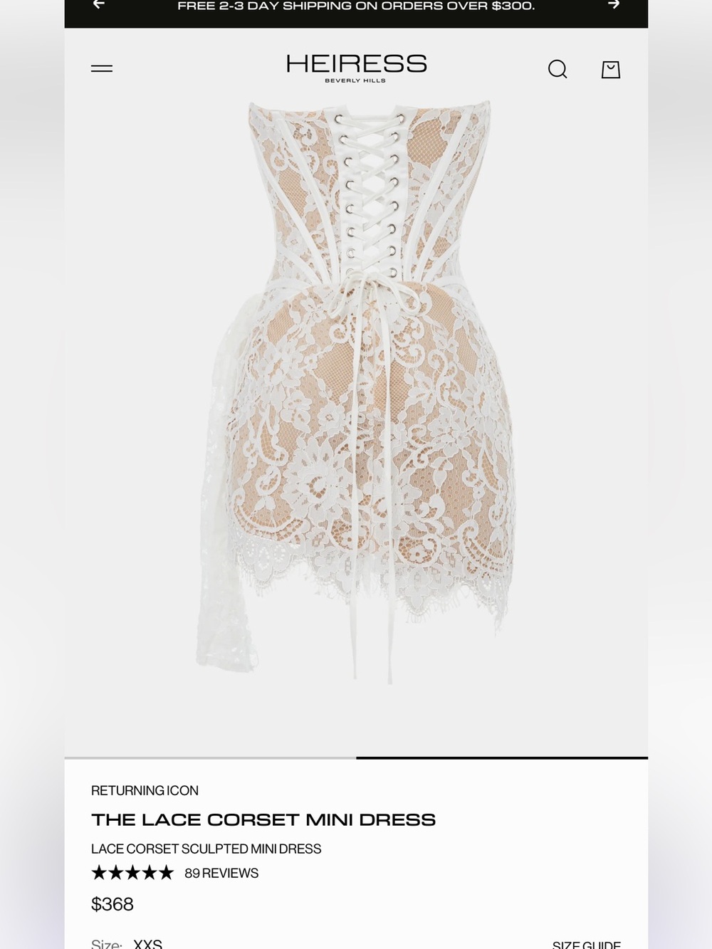 Heiress White Lace Corset Mini Dress